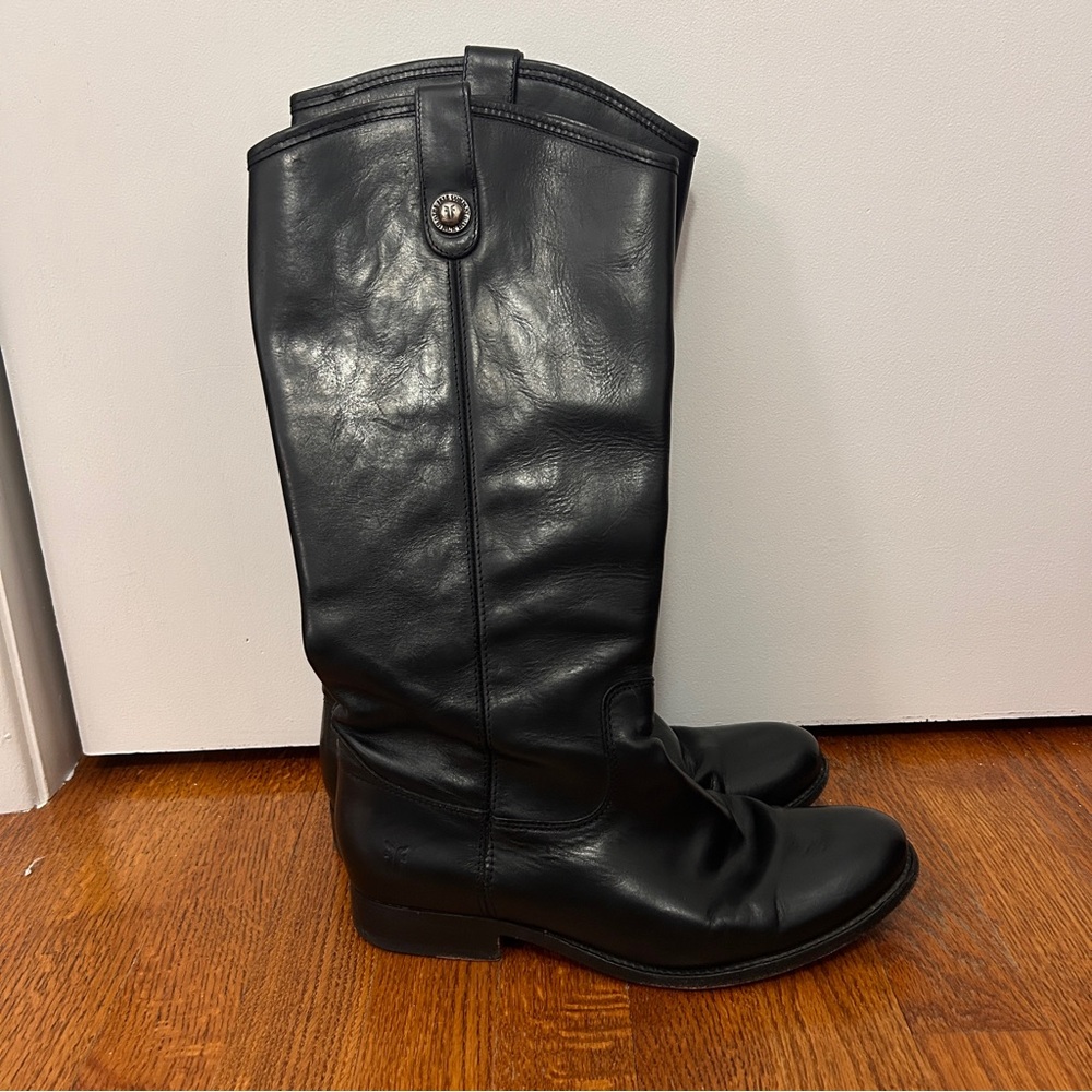 Frye Black Leather Heeled Boots